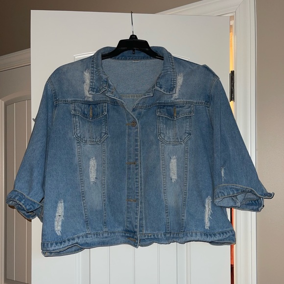 3/4 Sleeve Retro Short Denim Jackets - Picture 5 of 7